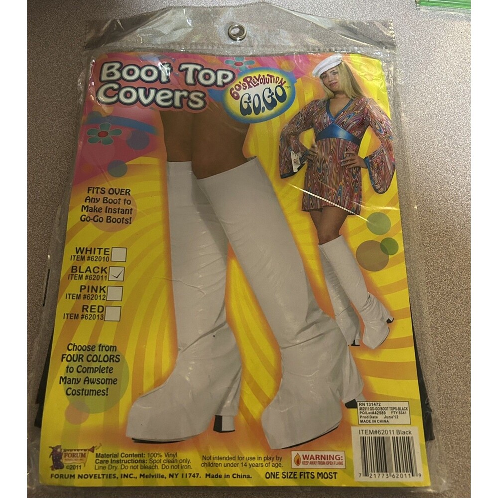 60’s Revolution Go Go Boot Top Covers Black One Size 60s Disco Costume 62011
